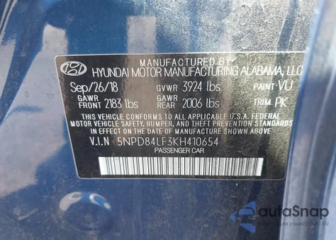 2019 Hyundai Elantra Sel from USA, damaged, VIN 5NPD84LF3KH410654